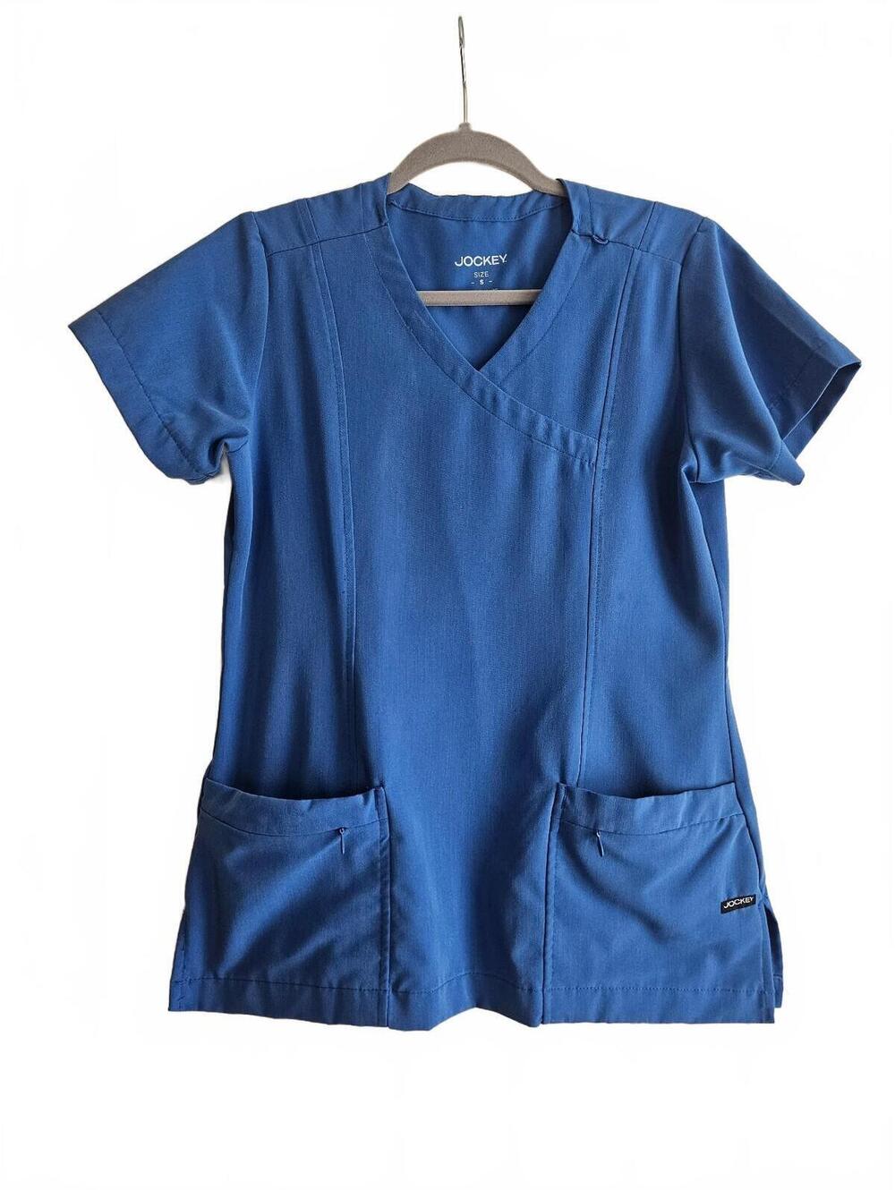 Jockey Blue Mock Wrap V-Neck Scrub Top Size S-Workwear Ready!